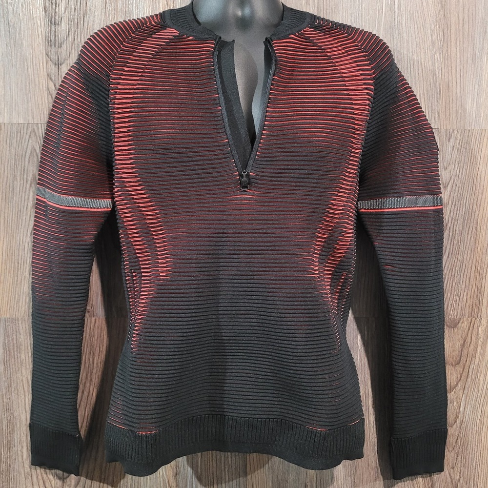 Under Armour Intelliknit 2.0 1/4 Zip Sweater Men's Medium Black Orange 1350090
